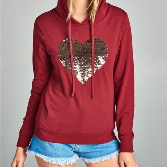 Sequin Heart Hoodie - Picture 2 of 4